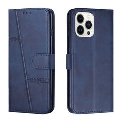 iphone15レザー手帳型ウォレットケース(ブルー)PUレザー素材iPhone15用カバー