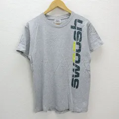 y■90'S■ナイキ/NIKE スオッシュプリントTシャツ/ヴィンテージ■灰【メンズS】MENS/USA製/48【中古】