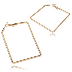 【正方形ピアス 幅2×外径70mm 色：ゴールド 1ペア】[Adelina Style] フープピアス 人気 大きめ リングピアス レディース シンプル サージカルステンレス 金属アレルギー対応 男女 両耳 プレゼント
