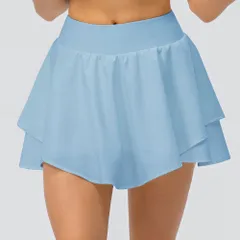 ☆ スカイブルー ☆ XLサイズ ☆ スカート ポケット付き pmysk22443 テニススカート ポケット スポーツスカート ゴルフウェア スカート ミニスカート 運動着 ボトムス インナーパンツ付き 通気 快適 ランニング マラソン 練習 部活 フレア