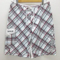 C■ハーレー/Hurley チェック柄 ボードショーツ/サーフショーツ【33】灰/MENS/26【中古】■
