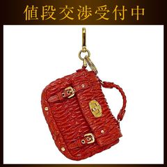 ミュウミュウ チャーム ポーチ レッド マテラッセ 美品 エナメル 中古