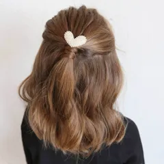 ☆ ホワイト ☆ フリー ☆ ハートン ポニーフック Rora ポニーフック ハートン 髪飾り ポニー フック ヘアカフ ヘアフック ポニーテール ハート パール ゴールド 女の子 子供 子ども こども フォーマル 卒園式 入学式 卒業式 結婚式 パーティー