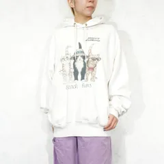 *SPECIAL ITEM* USA VINTAGE JERZEES Beach Bums DOUBLE SIDED CATS PRINT DESIGN HOODIE/90年代アメリカ古着両面にゃんこプリントデザインフーディ（スウェットパーカー）