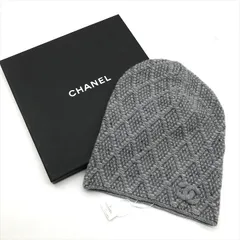 未使用品 保管品 CHANEL シャネル ココマーク カシミヤ ラメ レディース ニット帽 ビーニー 帽子 服飾小物 箱付き グレー a8359