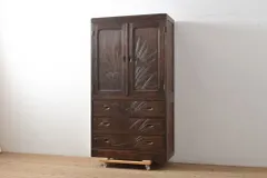 CAC18 伝統工芸 軽井沢彫り ワードローブ 桜彫刻 星打ち 細密彫刻 CAC18 伝統工芸 軽井沢彫り ワードローブ 桜彫刻 星打ち 細密