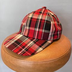 CA4LA カシラ フェルトキャップ ストラップバック 帽子 レッド ブラック 赤 × 黒 ロイヤルタータンチェック