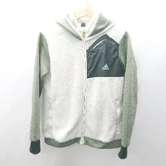 ◇ ⊇ adidas アディダス 切替 ボア フード付き キッズ 長袖 ジャンパー サイズ160 ホワイト カーキ 男の子 女の子 E  【1502180058981】