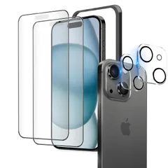 【在庫処分】サラサラ 保護フィルム iPhone15プラス アイフォン15Plus 用 さらさら 強化ガラス フィルム 画面 いPhone15Plus 保護 【2+2枚】 シート アンチグレア 【指紋防止/ゲーム/マット/反射防止/滑り】 ガラスフィルム iP