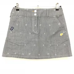 【超美品】フィラゴルフ スカート ネイビー×白 刺しゅう総柄 裾プリーツ  レディース M ゴルフウェア FILA GOLF