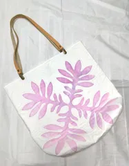 残りピンクのみとなりました。お早めに。【B10】ハワイアンキルトの大きめトートバック　格安　プレゼントにもジンジャー柄｜可愛い