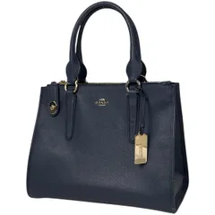 コーチ COACH ロゴ トートバッグ 2WAY ハンドバッグ ショルダーバッグ トートバッグ レザー ネイビー 37140 レディース 【中古】