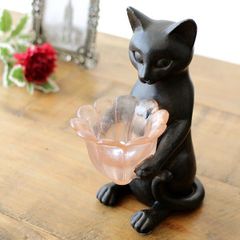 黒猫花瓶 陶製置物 インテリア - メルカリ