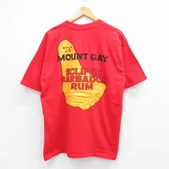 XL/古着 半袖 ビンテージ Tシャツ メンズ 90s MOUNTGAY ECLIPSE BARBADOS RUM コットン クルーネック 赤 レッド 25jul05 中古