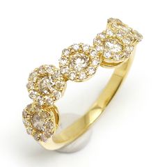 ダイヤモンドリング 約11.5号 K18YG・ダイヤ1.00ct フラワー 5連のサムネイル