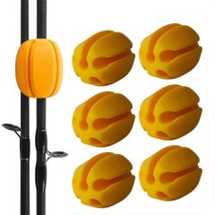 【特価商品】6 個釣り竿ホルダーストラップ、5穴釣り具タイ、シリコン伸縮ロッドホルダー、釣り竿タイホルダー卵型バインダー、屋外釣り用 generic 黄