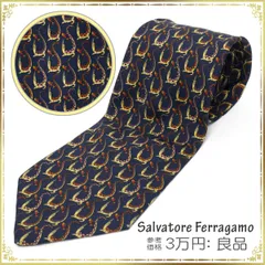 Salvatore Ferragamo フェラガモ ネクタイ ワニ クロコダイル アニマル総柄 ビジネス メンズ ダークブルー