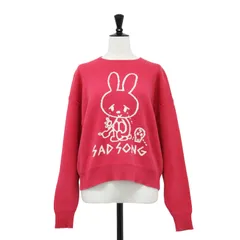 HYSTERIC GLAMOUR ヒステリックグラマー 24春夏 ウサギ柄 ダブルジャガード プルオーバー ニット / SAD SONG ショート丈 長袖 クルーネック コットン 【レディース】【中古】