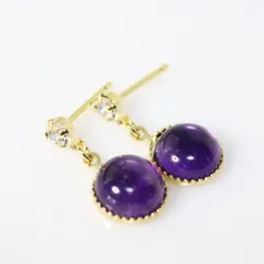 16KGP アメジスト 8ｍｍ 天然石 艶 吊り下げ ピアス