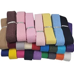 20mm TIANYING ヘリンボーンリボン 綿テープ 綿紐 杉綾テープ コットンリボン タグテープ 無地綿コード 持ち手テープ 約20mm巾 服飾・手芸・包装・ペット用のリード 全25色 (20mm)