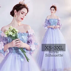 ドレス パーティードレス パープル ピンク オフショルダー ナイトドレス 結婚式 大きいサイズ 謝恩会 XS S M L XL LL 2XL XXL 3XL XXXL 姫系 プリンセス 発表会 ガーリー 演奏会 豪華 紐タイプ ロング丈 パーティー
