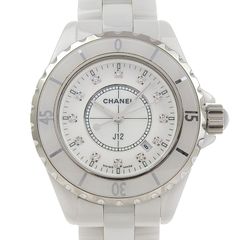 シャネル CHANEL J12 レディース クォーツ 腕時計 セラミック/SS 12Pダイヤモンド ホワイト文字盤 H1628 中古 新入荷 CH1001