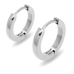 【幅2.0×内径9mm 鏡面仕上げ 色：シルバー 1ペア】[Adelina Style]  フープピアス 人気 つけっぱなし リングピアス レディース メンズ サージカルステンレス 金属アレルギー対応 18G 男女 両耳用 プレゼント