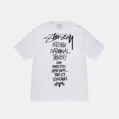 STUSSY ステューシー TRIBE STACK ロゴ Tシャツ 半袖 ホワイト 白 男女兼用 メンズ レディース ユニセックス 綿100% ストリート 新品 特価