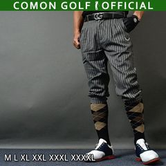 新品【COMONGOLF/コモンゴルフ】ストレッチニッカボッカーズストライプゴルフパンツ/チャコールグレー(CG-17006)ゴルフウェア 春秋 ウエストゴム レトロ クラシック M L XL XXL XXXL XXXXL LL
