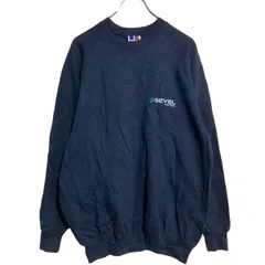 RUSSELL プリントスウェット トレーナー L ネイビー ラッセル 両面プリント 裏起毛 80'S～ 古着卸 アメリカ仕入 a612-7444