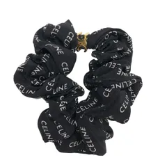 未使用 セリーヌ ヘアアクセサリー シュシュ トリオンフ ヘアゴム ロゴ金具 中古】 CELINE セリーヌ トリオンフ金具ロゴシュシュ ヘア