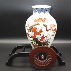 ★陶器 陶磁器 九谷焼 新山窯 御所車 花絵 花器 花生 花瓶 飾壺