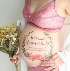 マタニティフォトシール ベリーペイント タトゥーシール 練習用シール付　I