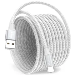 Huukein USB Type C ケーブル【5m/白】タイプC 充電ケーブル 長い USB-C & USB-A ケーブル 断線防止 Phone16/15 16/15 Pro 16/15 Plus/Galaxy S24 S23 S22 A53/FireHD1