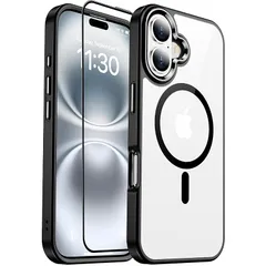 【新品】 iPhone 16 ケース 磁気充電可 滑り止め 指紋防止 米軍MIL規格 ワイヤレス充電器対応可能 耐衝撃 磁力強化 アイフォン16 ケース アイホン16カバー 耐久性 SGS認証 あいふぉん16 カバー 6.1インチ ブラック JUSTCOO 0