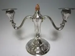 キャンドルスタンド 2ライト レトロ ステンレス