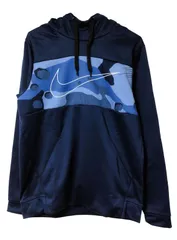 ナイキ トレーニングパーカー 裏フリース 迷彩 カモブルー サーマ プルオーバー フーディー メンズ