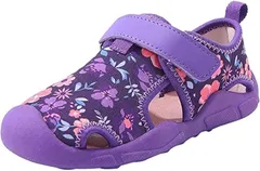 LivKids マリンシューズ キッズ サンダル 女の子 花柄 水陸両用 軽量(パープル,  18.0 cm)
