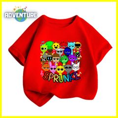 スプランキー sprunki 半袖Tシャツ 薄手トップス レッド赤 インクレディブル　ゲーム 90 100 110 120 130 140 150 160 子供服キッズ服