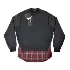 UNDERCOVERISM アンダーカバイズム UI2B4809 チェックシャツ フェイクレイヤード サイドジップ カットオフ パンク スウェット size3 UNDERCOVER アンダーカバー メンズ ストリート モード パンク ドメスティック ブランド