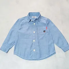 【美品】ミキハウス　ダブルB　ダンガリーシャツ　mikihouse 長袖シャツ  DOUBLE.B　水色　青　100サイズ　ファミリア