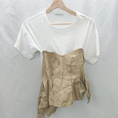 ◇ ⊂ JEANASIS ジーナシス 切り替え 半袖 チューブトップ サイズF ベージュ系 レディース E  【1506190016771】