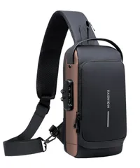 [Lunenon Soleil] [ルネノンソレイユ] 【クール×洗練】ボディーバック メンズ クロスボディバッグ バイク ショルダーバッグ 防水 USB充電ポート 大学生 斜め掛け ポーチ 多機能 通学 40代 肩掛けバック ショルダ [ブラック＋ブラウン]