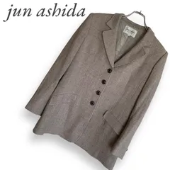 【極美品】jun ashida ツイード ノーカラー ジャケット 日本製 11 ツイードノーカラーミドル ジャケット （ノーカラージャケット