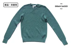 新品｜未使用｜グランサッソ｜Gran Sasso｜イントレチャート編みクルーネックメンズニットセーター｜44｜グリーン