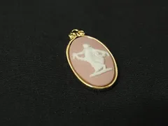 ■美品■ WEDGWOOD ウェッジウッド ジャスパー カメオ ペンダントトップ ネックレストップ  アクセサリー ピンク系×ゴールド系 DI1264