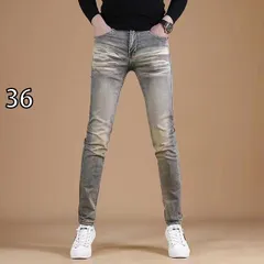 [36]メンズ ファッション 服 用 オシャレ シンプル 大人 かっこいい ストリート 夏コーデ パンツ ズボン 履物  ジーンズ スリムフィット 伸縮性 ストレッチ ストレッチ パンツ カジュアル パンツ レトロ 