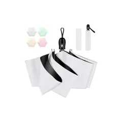 日傘 折りたたみ傘 UVカット100%完全遮光 遮熱 ワンタッチ自動開閉 折り畳み傘 超軽量 コンパクト 折り畳み日傘 紫外線遮断 日焼け止め 耐風撥水 晴雨兼用 携帯便利 メンズ レディース (ホワイト) 1