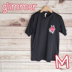 美品 glimmer グリマー メンズ Tシャツ トップス 半袖 柄物 黒 クロ Mサイズ【ブラック M】(5576 aaa)