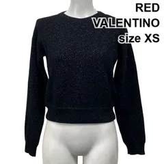 ◆ レッドヴァレンティノ RED VALENTINO リブニットセーター 長袖 ショート丈 ラメ 黒 ウール混 カシミア混 XS 5号 レディース S5W012のサムネイル